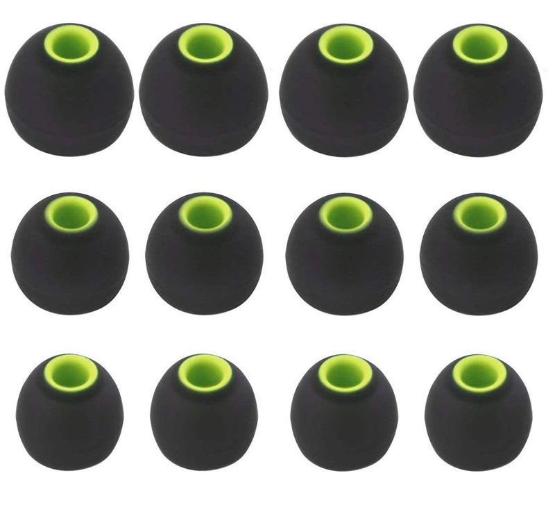 BLLQ 12PCS Replacement Eartips Eargels Earpads Ear Tips Gels Bud Compatible with Senso, TOZO, Sony & Other Inner Hole 3.8mm Earbud in-Ear Headphones,Black-Green,SML - Image 1